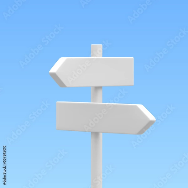 Fototapeta 3d realistic street sign isolated on light background. Direction sign post with arrow. Signboard pointer with wooden pole. Vector illustration