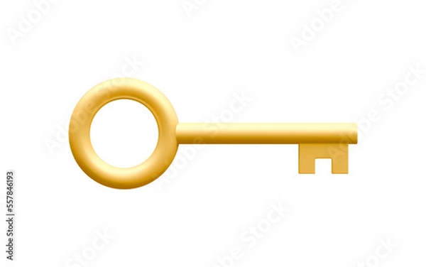 Obraz 3d realistic golden key isolated in white background. Vector illustration