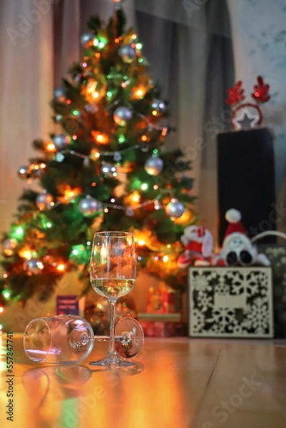 Fototapeta christmas tree and gifts