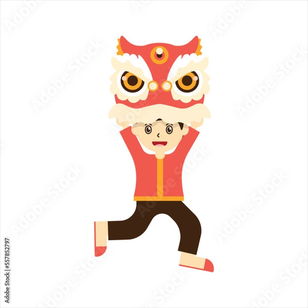 Obraz Cute Kids with Lion Dance