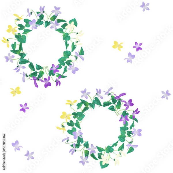 Obraz スミレの花のテキスタイルパターン リピータブル  シームレス ベクターイラスト