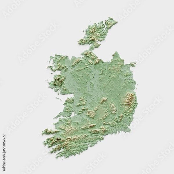Obraz Ireland Topographic Relief Map  - 3D Render