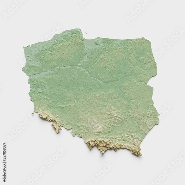 Fototapeta Poland Topographic Relief Map  - 3D Render