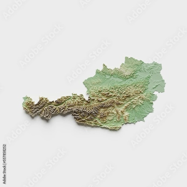 Fototapeta Austria Topographic Relief Map  - 3D Render
