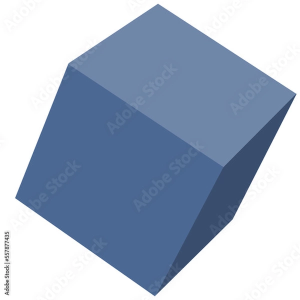 Fototapeta volumetric polygon in blue color, isolated object on white background, vector illustration, mathematical figure,