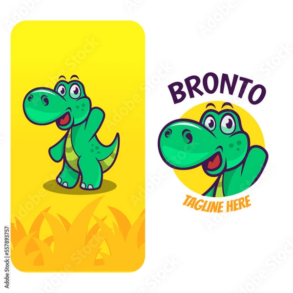 Fototapeta cute dinosaur cartoon mascot