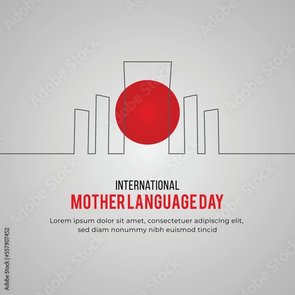 Fototapeta  international mother language day social media post design in red and green background