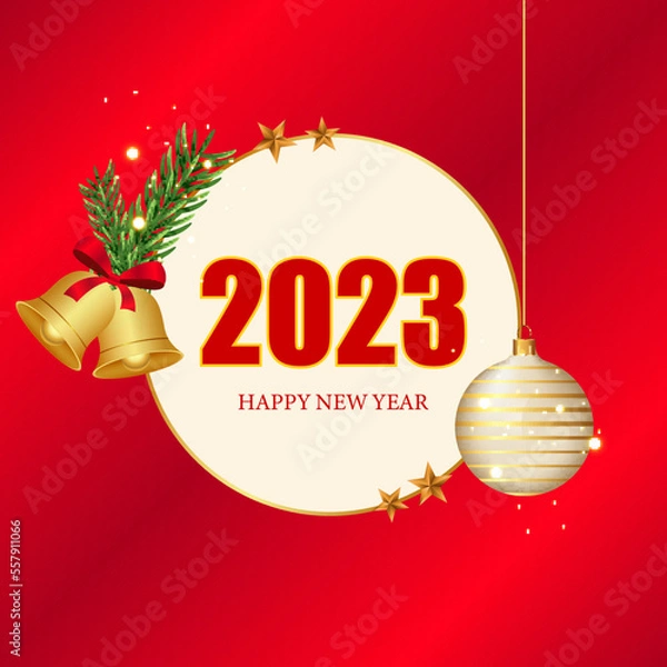 Obraz elegant 2023 new year greeting banner with red background