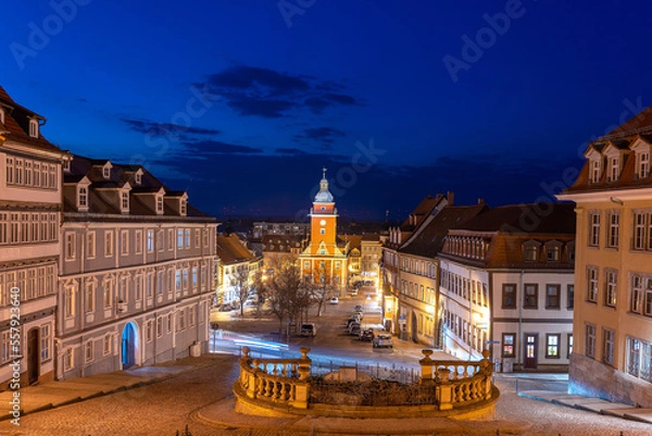 Obraz Marktplatz von Gotha in Thüringen zur Abendstunde