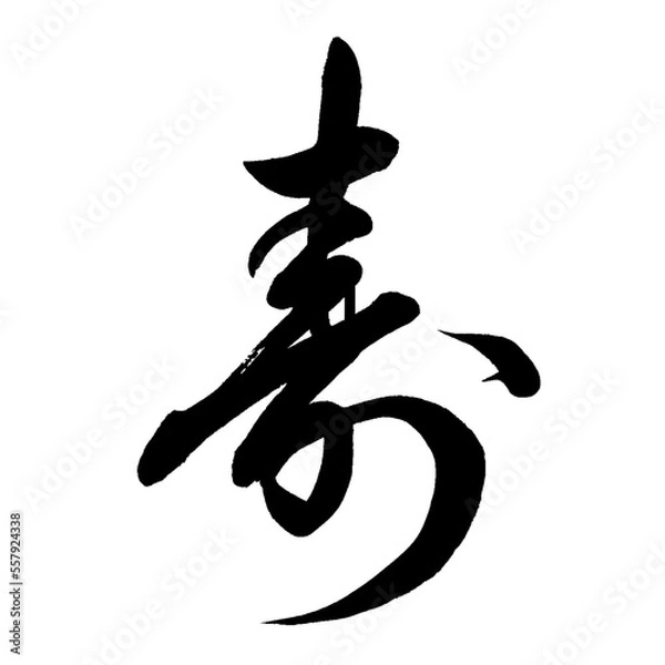 Obraz 【書道講師の筆文字素材】寿（行書）　手書き毛筆 　漢字　結婚式	