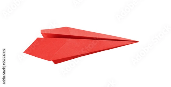 Obraz Red paper plane origami isolated on a white background