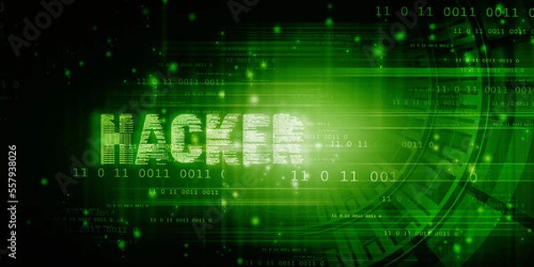 Obraz 2d illustration cyber crime and internet privacy hacking.Network security,cyber attack,computer virus,ransomware and malware concept