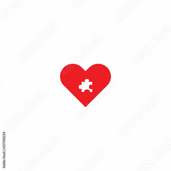 Fototapeta red heart puzzle with missing piece jigsaw