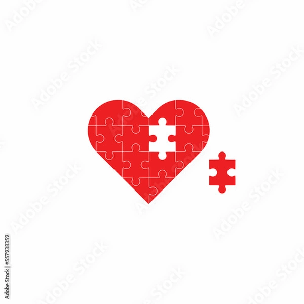 Fototapeta red heart puzzle with missing piece jigsaw