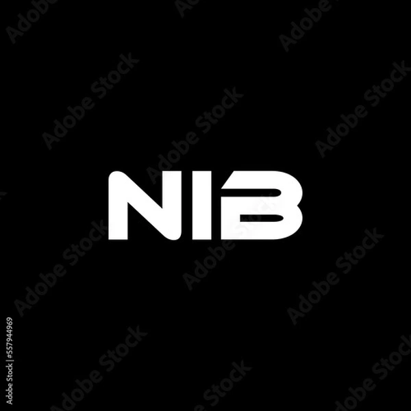 Fototapeta NIB letter logo design with black background in illustrator, vector logo modern alphabet font overlap style. calligraphy designs for logo, Poster, Invitation, etc.