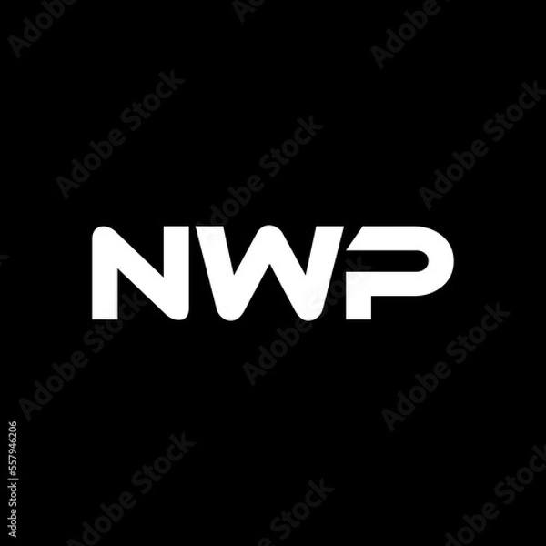 Fototapeta NWP letter logo design with white background in illustrator, vector logo modern alphabet font overlap style. calligraphy designs for logo, Poster, Invitation, etc.