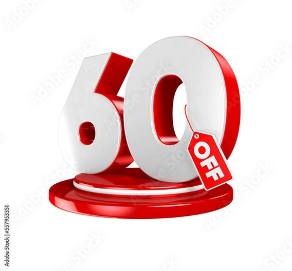 Obraz 60 sixty offer white and red on red base