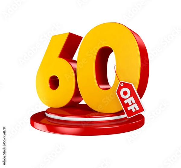 Obraz 60 sixty on offer yellow and red in 3d base