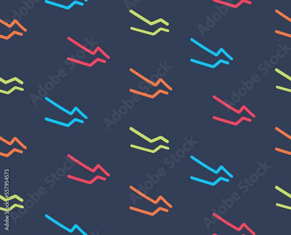 Fototapeta Colorful vector seamless pattern with lightning. Flat design.