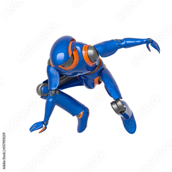 Fototapeta droid is jumping like a hero