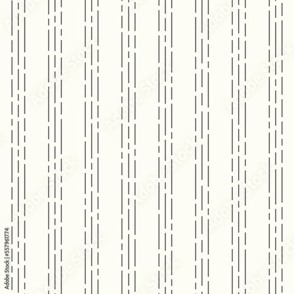 Fototapeta Line texture stripe background. Vector seamless repeat pattern of dashed vertical pinstripe in black and white.
