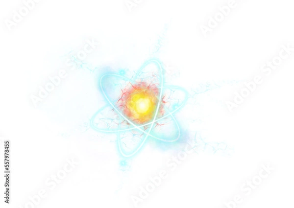 Obraz Electron, proton y neutron es la estructura atomica. Concepto de nanotecnolog√≠a en la ciencia. El n√∫cleo de un √°tomo rodeado de electrones