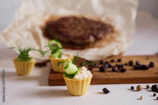 Obraz Flatlay steak from marbled beef