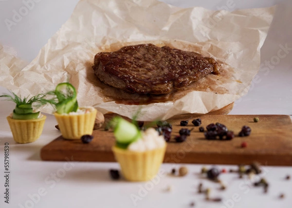 Obraz Flatlay steak from marbled beef