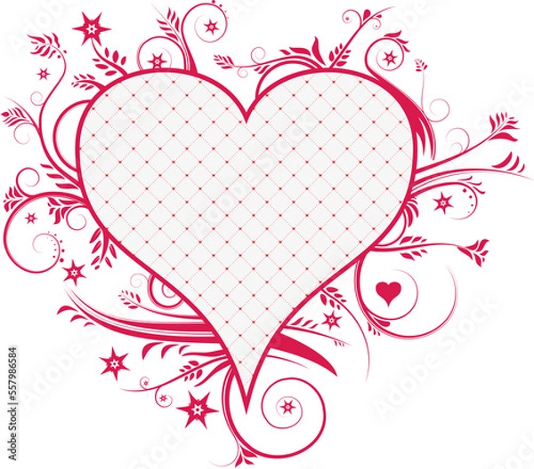 Fototapeta abstract ornate floral heart in red and white