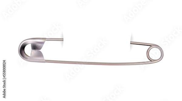 Fototapeta Safety pin pinned, template isolated. Object with shadow. Png