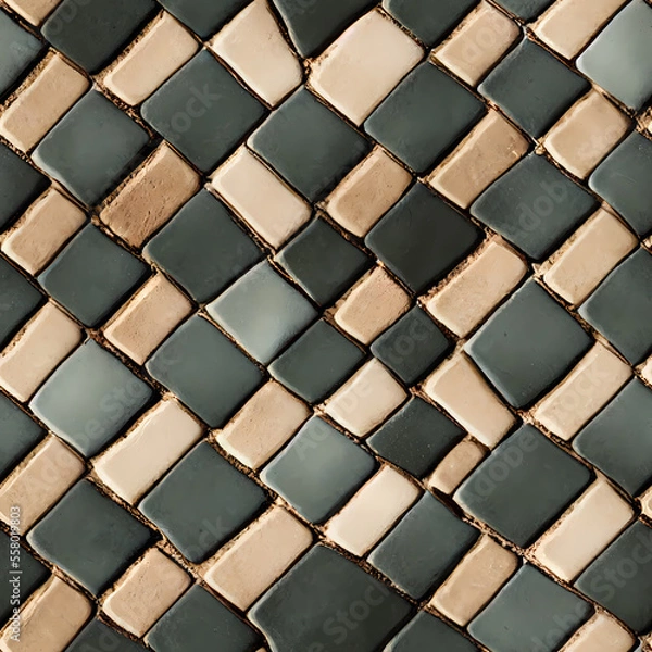Fototapeta Cobblestone Stone Pattern (Seamless Repeating Tiling Pattern) (AI)
