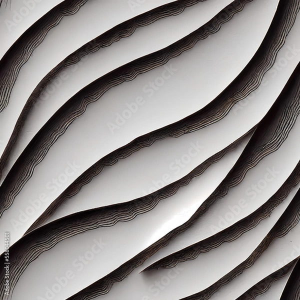 Fototapeta Wavy Black and White Shape Pattern (Seamless Repeating Tiling Pattern) (AI)