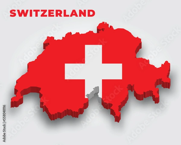 Obraz Switzerland 3d map with flag