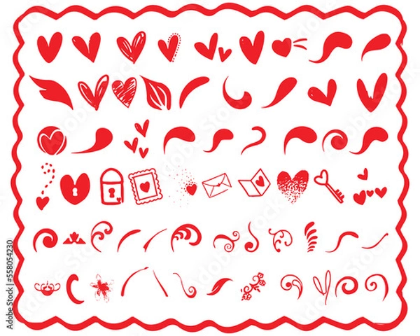 Fototapeta Heart different icons with red colour 