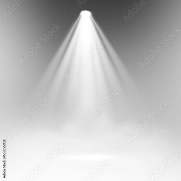Fototapeta Transparent studio white smoke spotlight