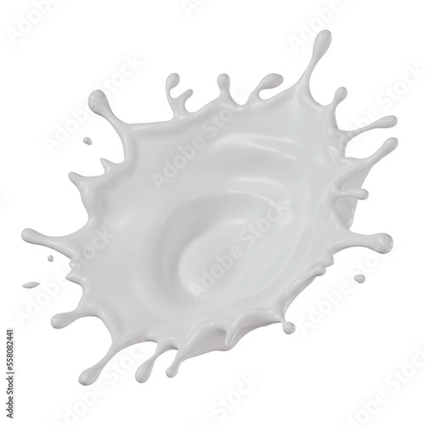 Fototapeta milk splashes isolated. 3D render illustration