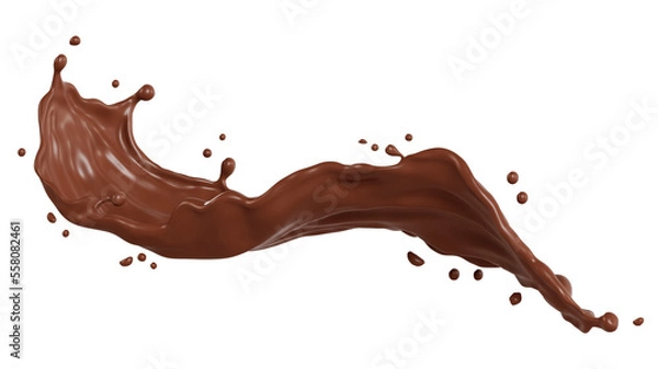 Obraz Chocolate isolated splashes wave. 3D render illustration