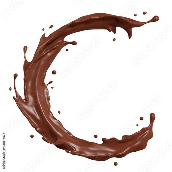 Obraz Chocolate isolated splashes wave. 3D render illustration
