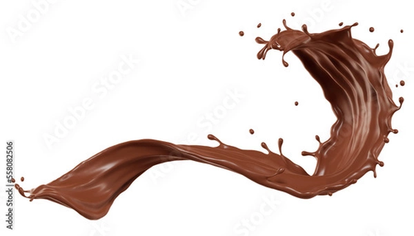 Obraz Chocolate isolated splashes wave. 3D render illustration