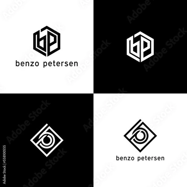 Fototapeta bp letter. creative monogram logo design