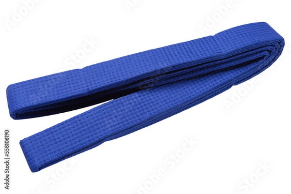 Fototapeta blue belt for sports kimono judo or karate, the belt is folded, isolate