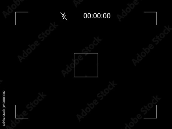 Fototapeta Vector black background with camera recording screen. Viewfinder vector template frame for camera