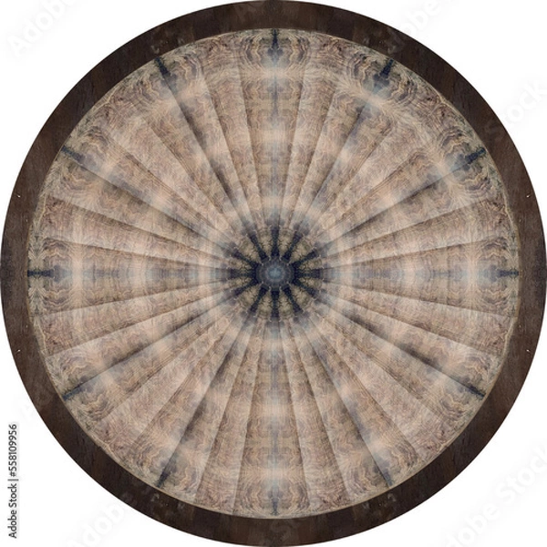 Fototapeta round stone circle, abstract centered lines circles grey brown round panel