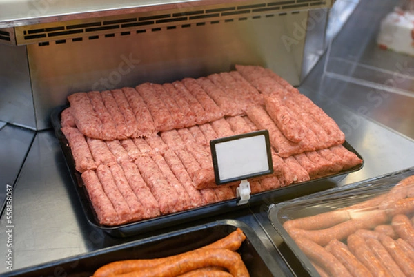 Fototapeta Meat chops cevapi raw