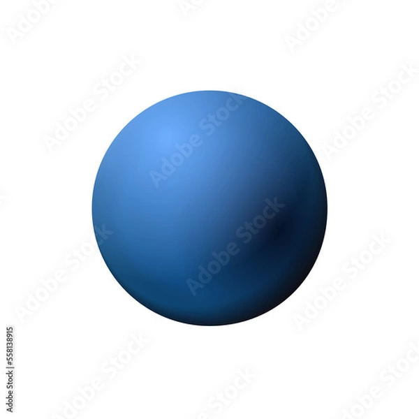 Fototapeta Blue sphere, ball fashionable classic blue color. Matt mock up of clean realistic orb, icon. Geometric simple shape design, figure circle form. Isolated, png