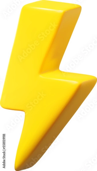 Fototapeta 3D lightning sign isolated on white background. Vector illustration.