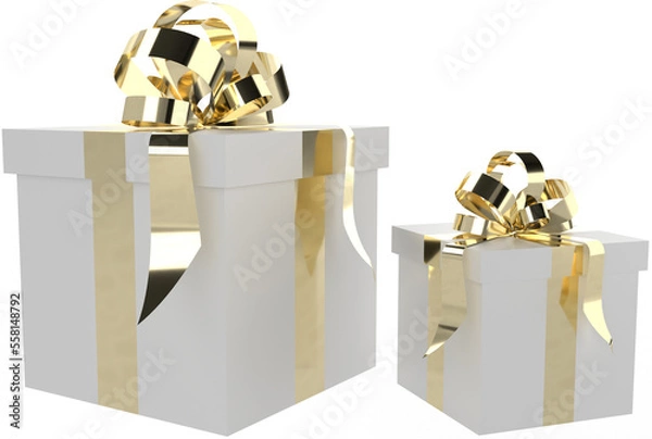 Obraz 3d rendered illustration of a gift boxes with gold ribbons and bows.