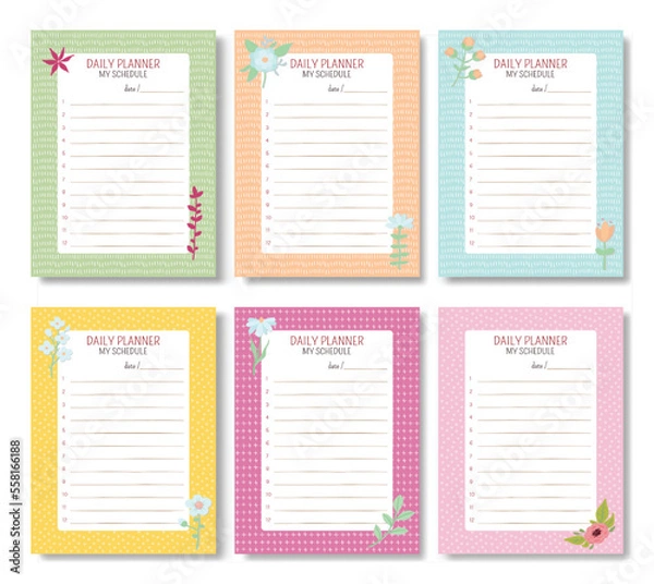 Obraz Vector collection of daily planning, notes, shopping list. Diary. My schedule.