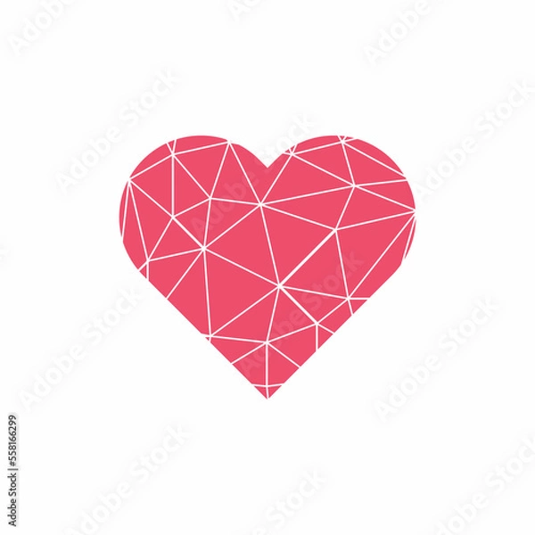 Fototapeta Polygonal Red Heart Shape Vector Symbol
