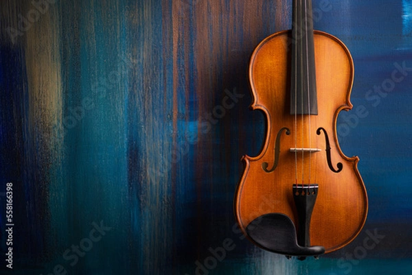 Obraz Vintage violin on abstract art colored background.